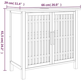 Armário lavatório casa de banho 66x29x61,5cm nogueira maciça
