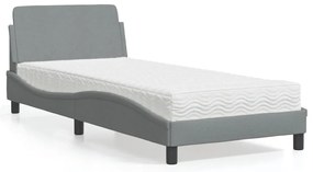 Cama com colchão 80x200 cm tecido cinzento-claro