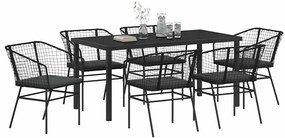 Conjunto de Jantar de Jardim com 7 Peças e Almofadas Pretas de Polirat