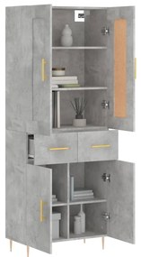 Armário alto 69,5x34x180 cm derivados de madeira cinza cimento