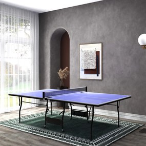 Mesa de Ping Pong Dobrável Profissional com Rodas Inclui 2 Raquetes e 3 Bolas para Interior e Exterior 274x152,5x76 cm Azul