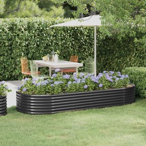 Canteiro elevado jardim 249x100x36 aço revestido a pó antracite