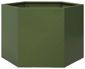 Vaso/floreira de jardim hexagonal 69x60x45cm aço verde azeitona