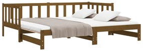 Estrutura sofá-cama de puxar 2x(90x190)cm pinho maciço castanho