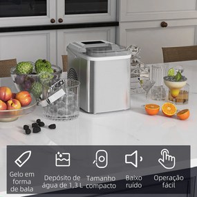 HOMCOM Máquina de Fazer Gelo Silenciosa Márquina de Fazer Gelo com Pro