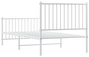 Estrutura de cama com cabeceira e pés 90x190 cm metal branco