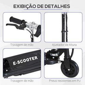 Trotinete Elétrica para Crianças + 7 Anos trotinete Dobrável com Altura Ajustável 24V Bateria Recarregável Velocidade até 12 km/h e Carga 50 kg 74x36x