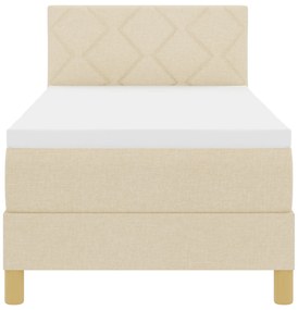 Cama Box Spring com Colchão &amp; LED Creme 80x200 cm Tecido
