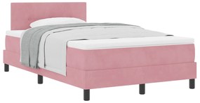Cama Box Spring vidaXL com Colchão Rosa Pequeno Duplo Veludo