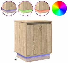 Cômodas de cabeceira com luzes LED 2 pcs Carvalho Sonoma 39x34,5x50 cm