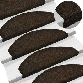 vidaXL Tapetes de escada autoadesivos 30 pcs 65x21x4cm castanho-escuro