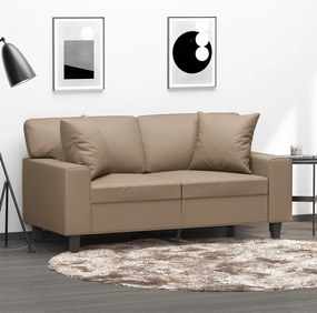 Sofá 2 lugares + almofadas 120 cm couro artificial cappuccino