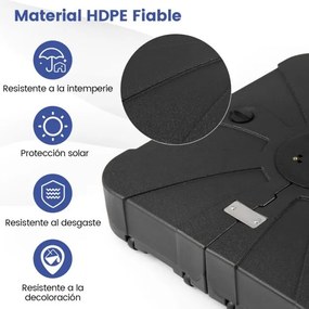 Base para guarda-sol de exterior com rodas 84 x 84 cm , de alta resistência, enchimento com água ou areia, portátil, para terraço, jardim ou piscina P