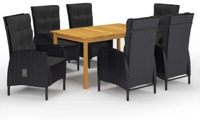 vidaXL 7 pcs conjunto de jantar para jardim preto
