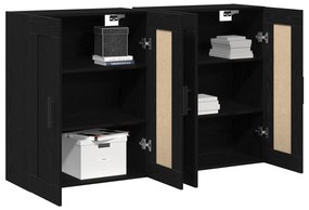 Gabinetes Suspensos 2 pcs Carvalho Preto Madeira Engenheirada
