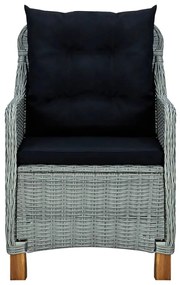 3 pcs conjunto de jantar para jardim cinzento-claro