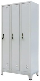 20155 vidaXL Cacifo com 3 compartimentos aço 90x45x180 cm cinzento