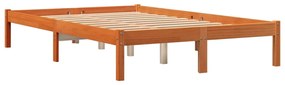 Cama sem colchão 140x200 cm madeira pinho maciça castanho-mel