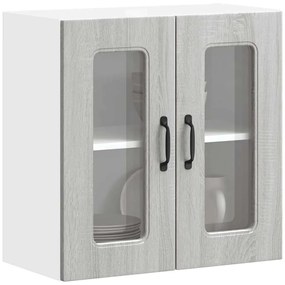 Armário de parede de cozinha porta vidro Kalmar cinza sonoma