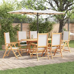 vidaXL Conjunto de Jantar de 7 Peças Creme Branco em Madeira Sólida de Acácia