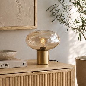 Candeeiro de Mesa Design Latão com Vidro Âmbar - Umbrella
