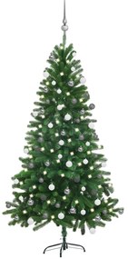 vidaXL Árvore Natal artificial pré-iluminada c/ bolas 150 cm verde