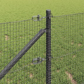 Cerca de Arame Soldado com 7 Postes com Ponto Cinza 0,4x10 m de Aço