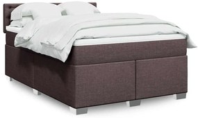 vidaXL Cama com molas/colchão 140x190 cm tecido castanho-escuro