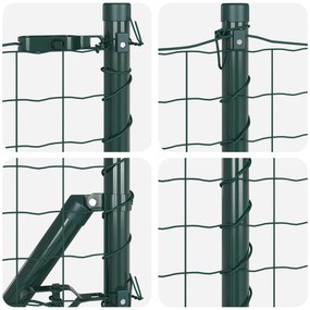 Cerca Euro com 13 Postes Flangeados 0.4x50 m Aço Galvanizado