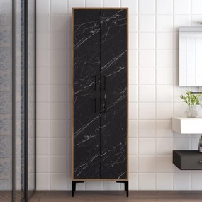 Armário Multiusos Berlin A – Nogueira/Preto – 60x200x35 cm