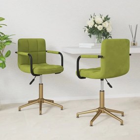 vidaXL Cadeiras de jantar giratórias 2 pcs veludo verde-claro