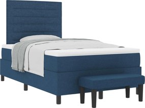 vidaXL Cama Box com colchão com cabeceira Azul 120 x 190 cm tecido