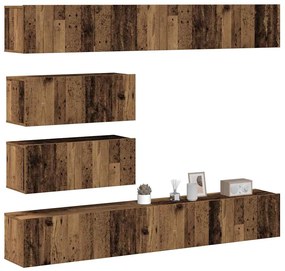 Conjunto de armário TV de parede 6 pcs madeira madeira velha