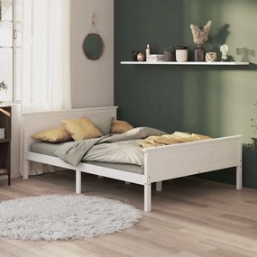 Estrutura de cama 160x200 cm pinho maciço branco