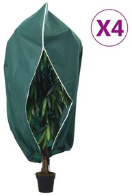 vidaXL Coberturas para plantas com fecho 4 pcs 70 g/m² 1x1,55 m