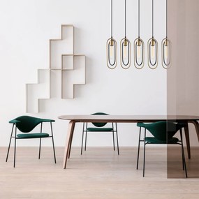 Candeeiro de Teto Cerco – Preto e Dourado – 86 x 8 cm