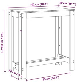 Mesa de bar 102x50x103,5 cm derivados madeira cinzento cimento
