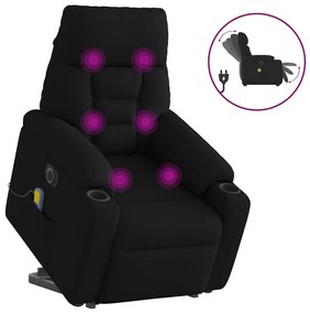 vidaXL Poltrona elétrica elevatória massagens tecido preto
