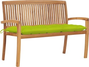 vidaXL Banco de jardim empilhável c/ almofadão 128,5 cm teca maciça