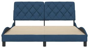 Estrutura de cama sem colchão 160x200 cm tecido azul