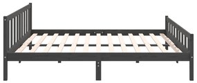 Estrutura de cama super king 180x200 cm madeira maciça cinza