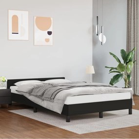 347489 vidaXL Estrutura de cama c/ cabeceira 120x200cm couro artificial preto