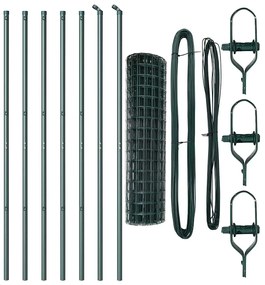 Cerca Euro com 7 postes 1,4 x 10 m em aço galvanizado verde