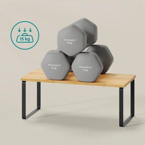 Conjunto de 2 organizadores de cozinha de madeira de alta qualidade e metal preto + bege natural