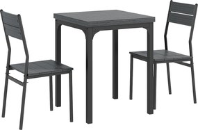 HOMCOM Conjunto de jantar 3 peças, Conjunto de mesa de jantar, 1 mesa, 2 cadeiras, MDF+Metal, Cinza | Aosom Portugal