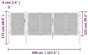 Portão de rede para jardim 400x175 cm aço galvanizado verde