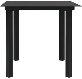 Mesa de jantar para jardim 80x80x74 cm aço e vidro preto