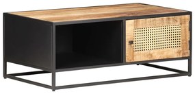 Mesa de centro 90x50x35 cm mangueira áspera e palhinha natural
