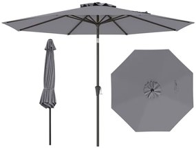 Guarda-sol Ø303 cm com manivela, dobrável em ambos os lados 25°, guarda-sol cinzento