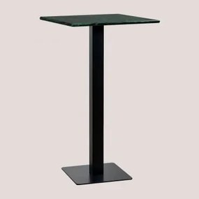 Mesa Alta De Bar Quadrada 60x60 Cm Em Mármore Livanto Mármore Verde Big Flower & Preto - Sklum